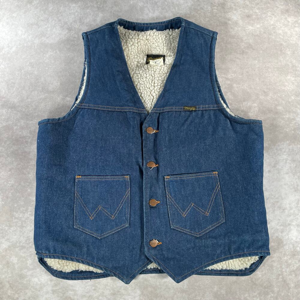 Wrangler Dark Blue Denim Vest with Cream Lining